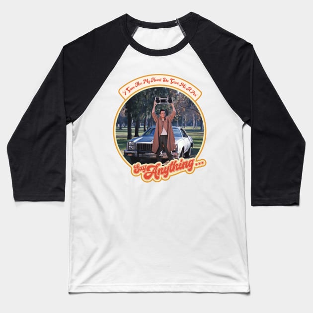 Say Anything... Retro John Cusack Tribute Baseball T-Shirt by darklordpug